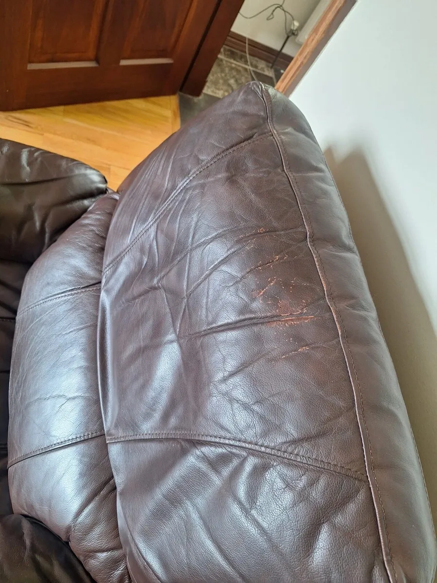 2 Brown Leather Recliners - Image 3
