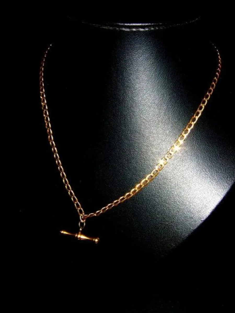 Vintage Hallmarked Albert Bar & Chain - Image 2