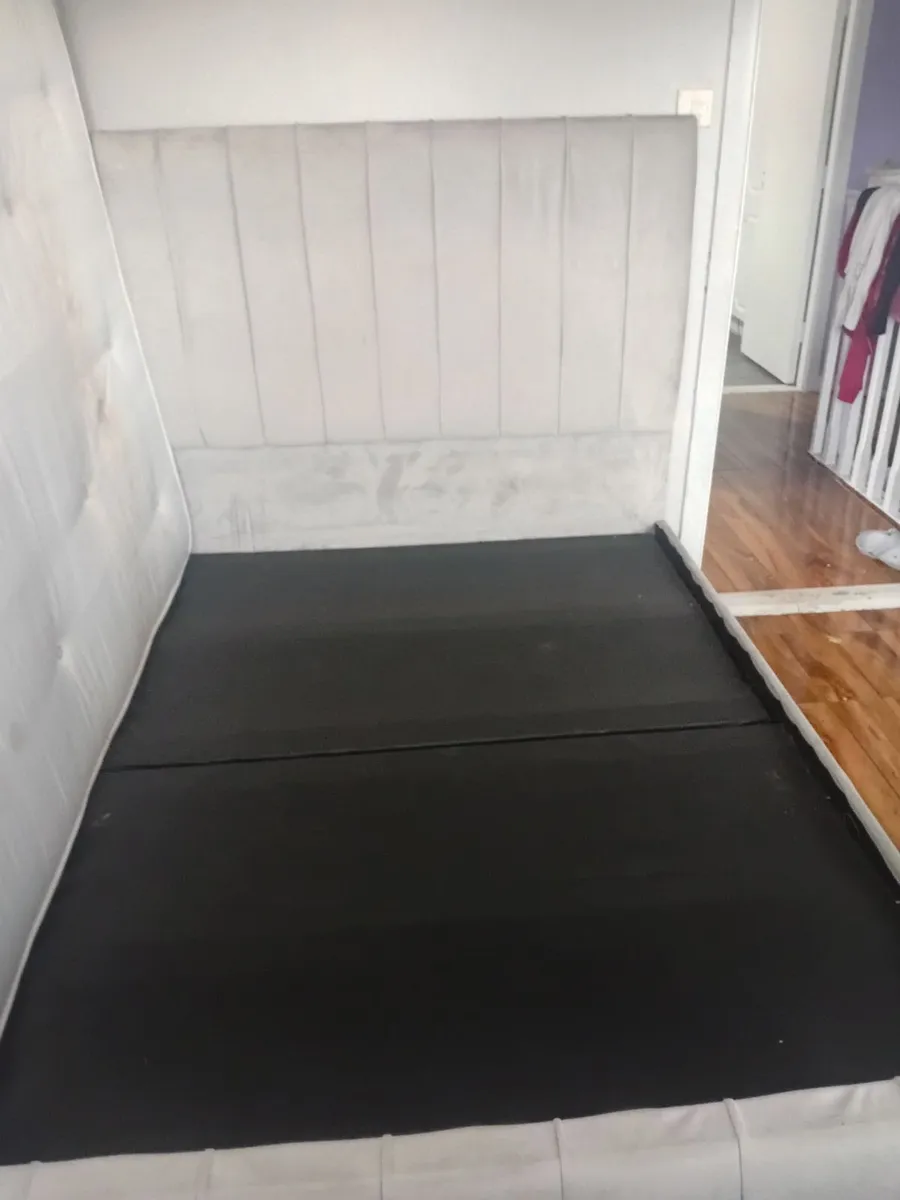 Grey suede double bed - Image 1