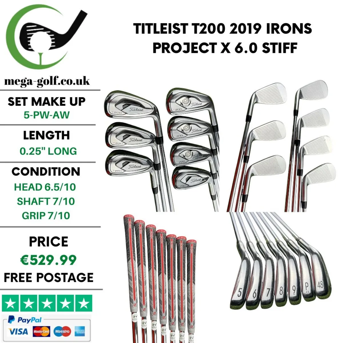 Titleist T200 2019 Irons / 5-Pw-Aw / Stiff - Image 1