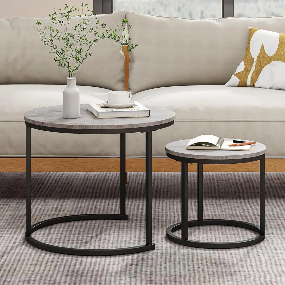 Small Round Coffee Table Set of 2 Nesting Tables - Image 1