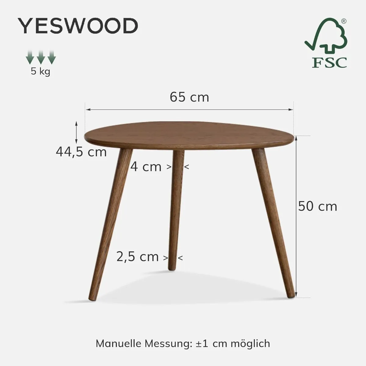 Solid Wood Side Table Oak Coffee Tables Oval with - Image 2