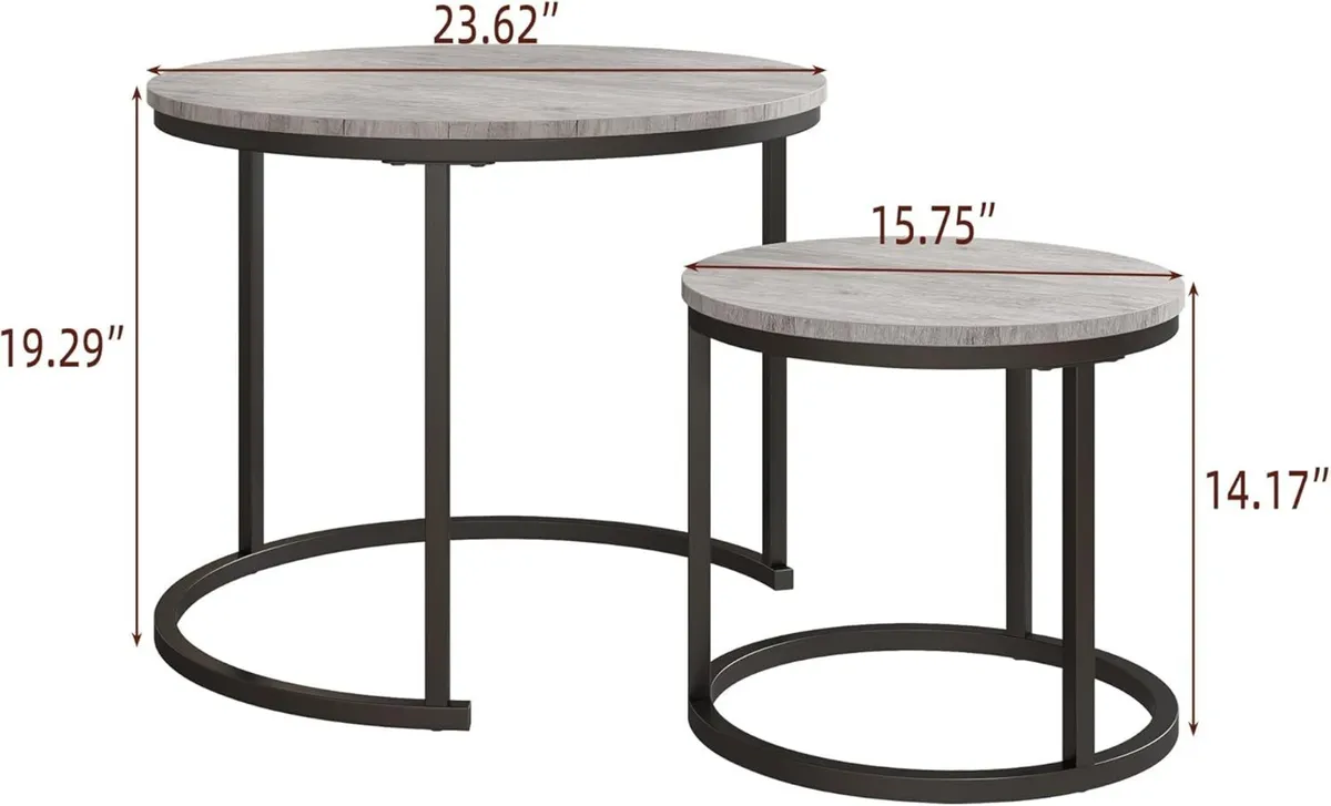 Small Round Coffee Table Set of 2 Nesting Tables - Image 2