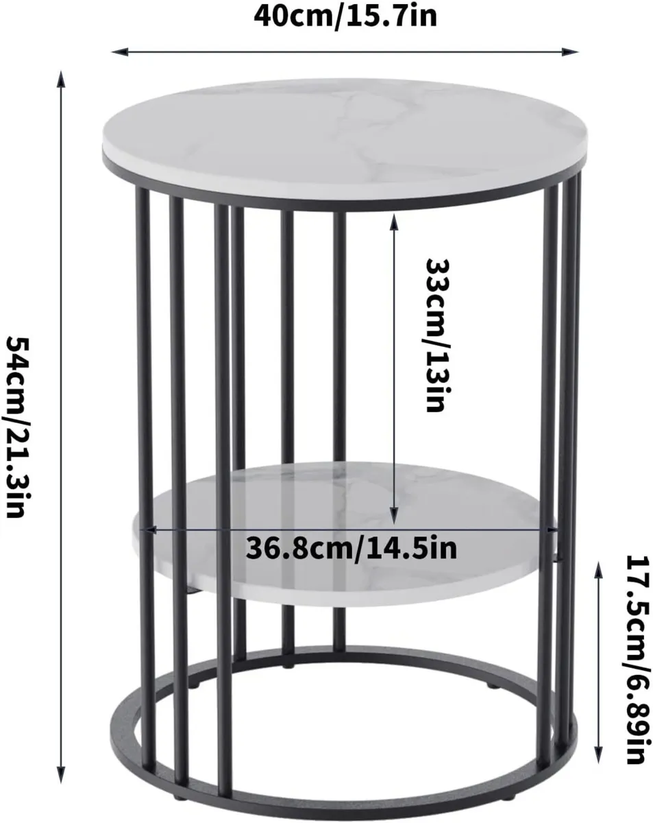 Marble Top Side Table Black: Small Circle End - Image 2