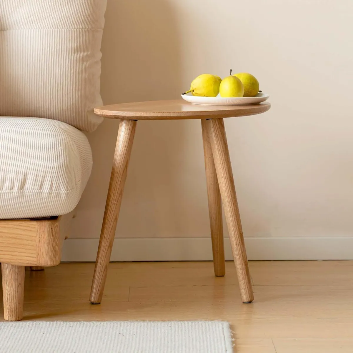 Solid Wood Side Table Oak Coffee Tables Oval with - Image 1