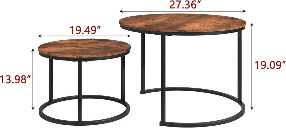 Round Nesting Coffee Table Set of 2 End Tables - Image 2