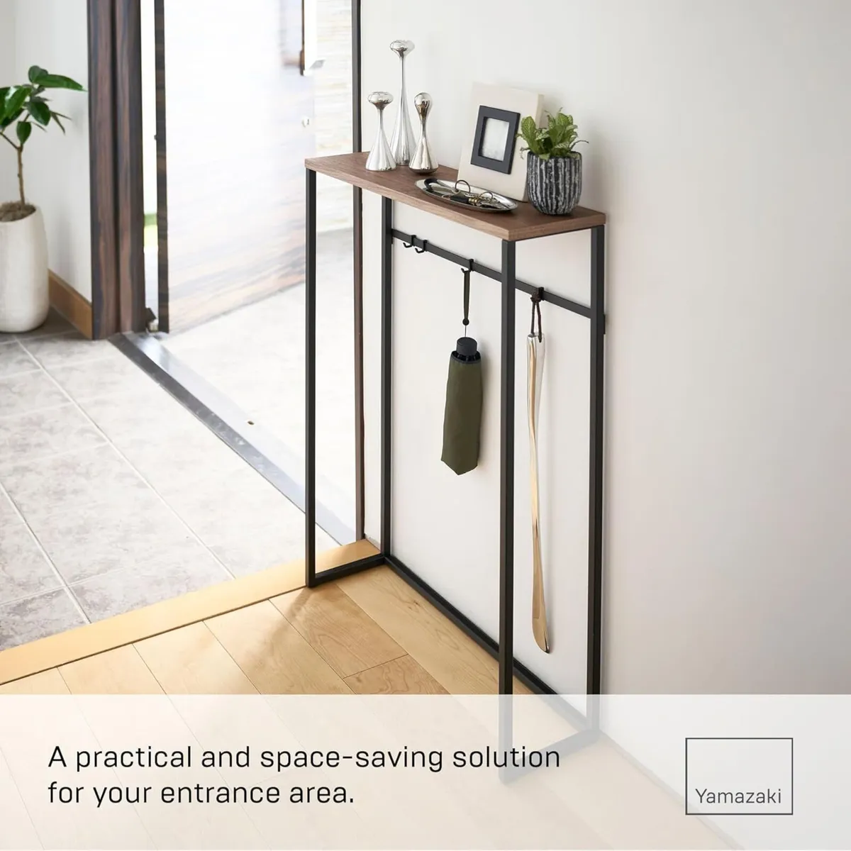 TOWER Console Table Black Steel/Wood Minimalist - Image 4