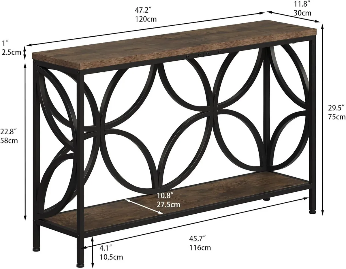 Narrow Sofa Table Industrial Modern Behind Couch - Image 2