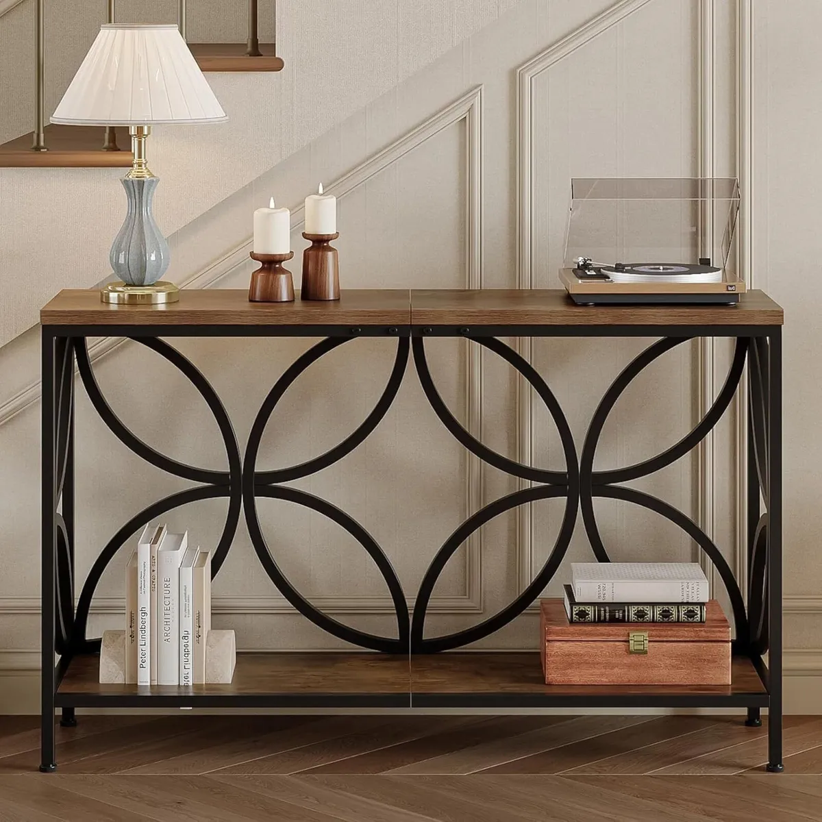 Narrow Sofa Table Industrial Modern Behind Couch - Image 3