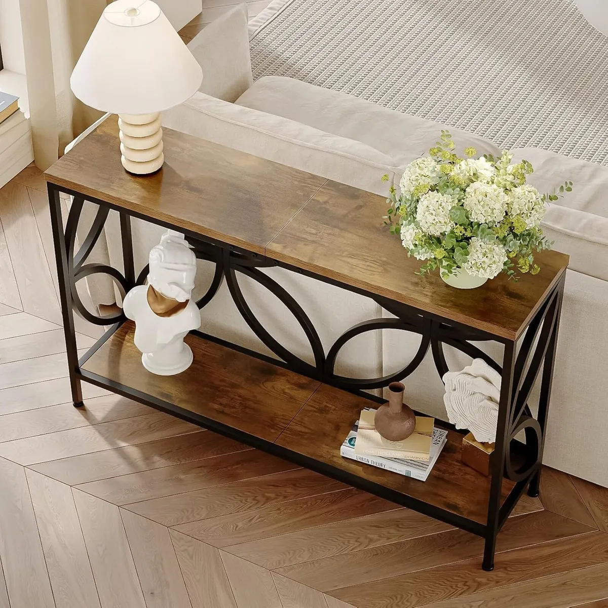 Narrow Sofa Table Industrial Modern Behind Couch - Image 4