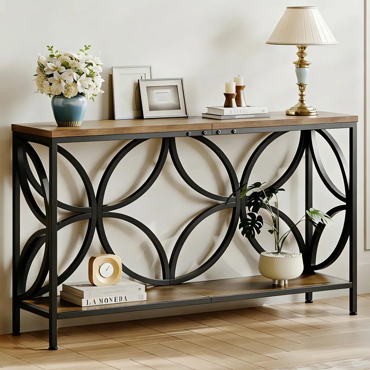 Narrow Sofa Table Industrial Modern Behind Couch - Image 1