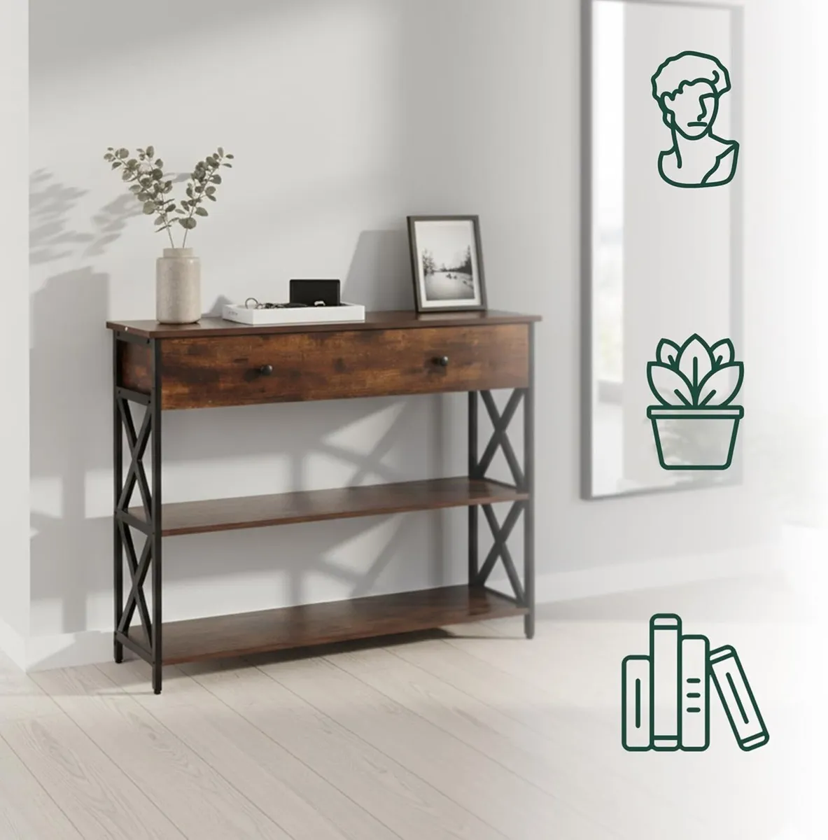 Console Table Industrial HWD: 80x100x30 cm Metal - Image 4