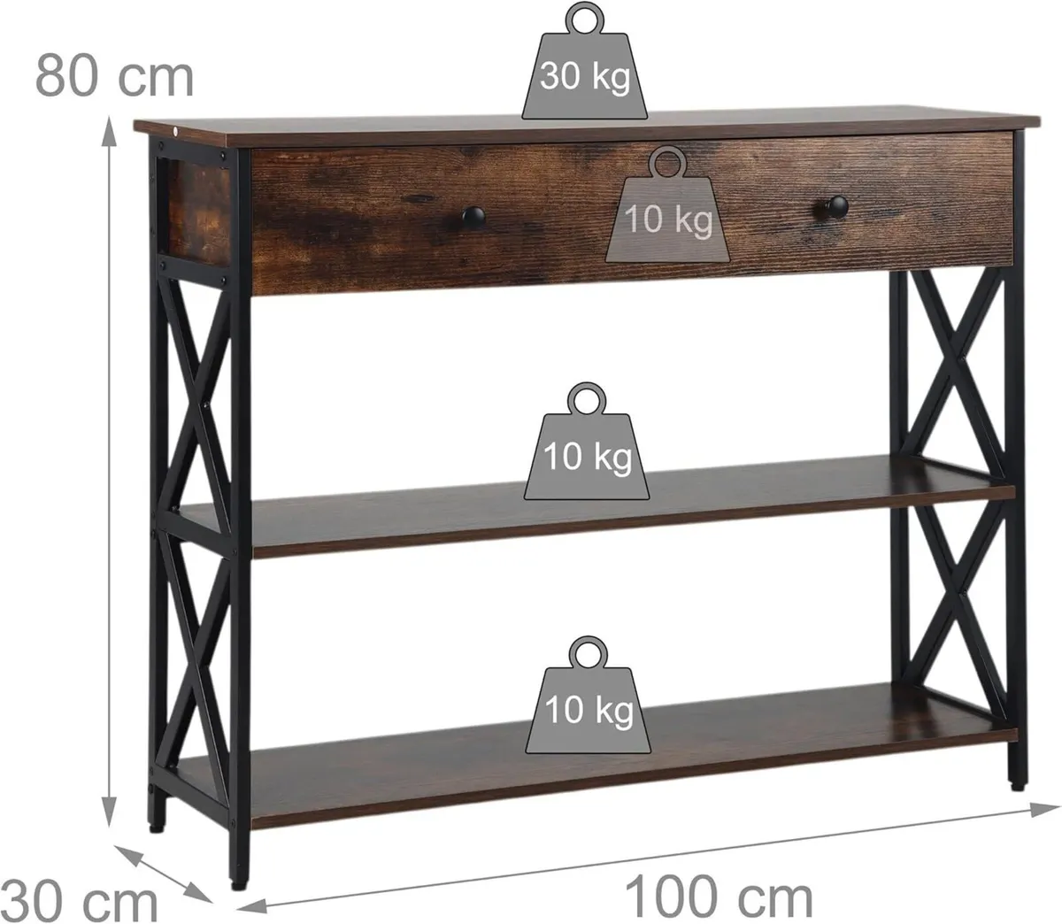 Console Table Industrial HWD: 80x100x30 cm Metal - Image 3