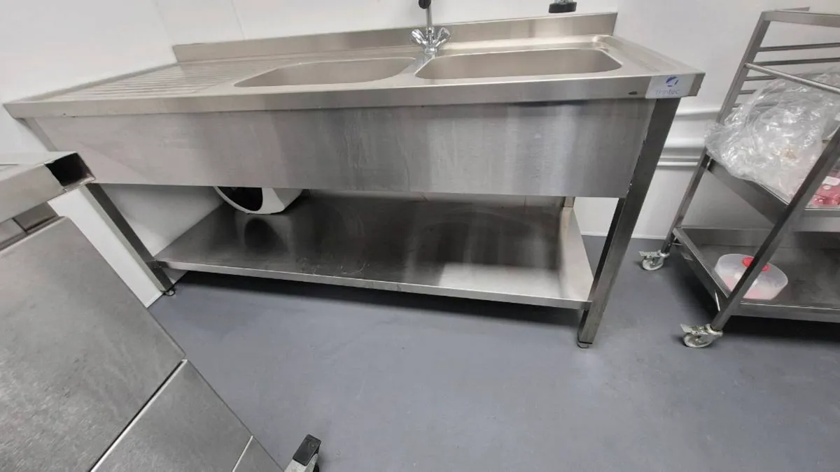 Stainless Steel Catering Kitchen Double Sink - Image 2