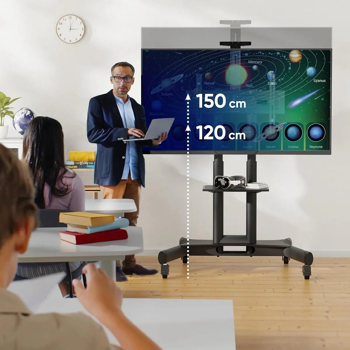 Mobile TV Stand on Wheels for 40-70 Screen - Image 3