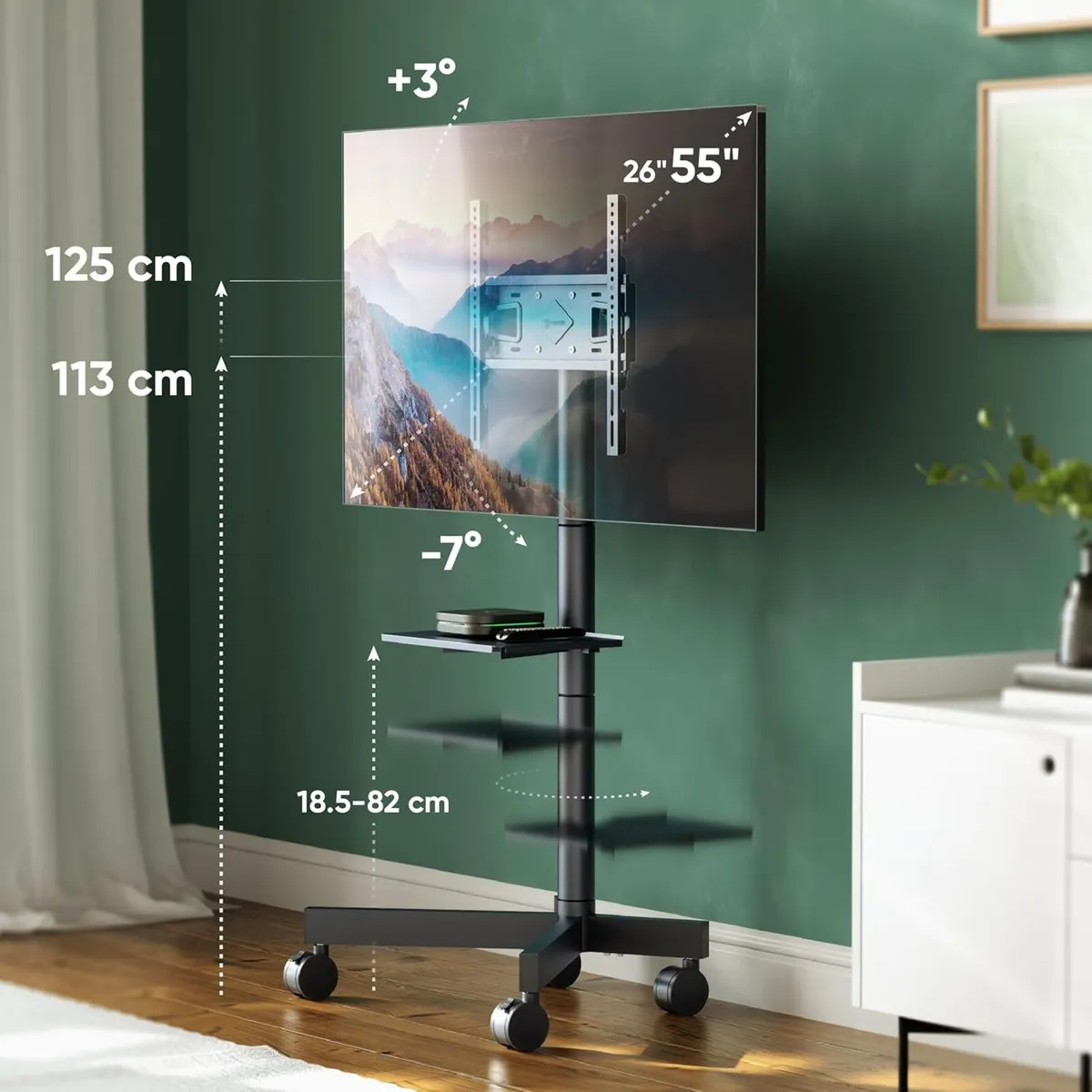 Mobile TV Stand on Wheels for 26 - 55 Screen - Image 2