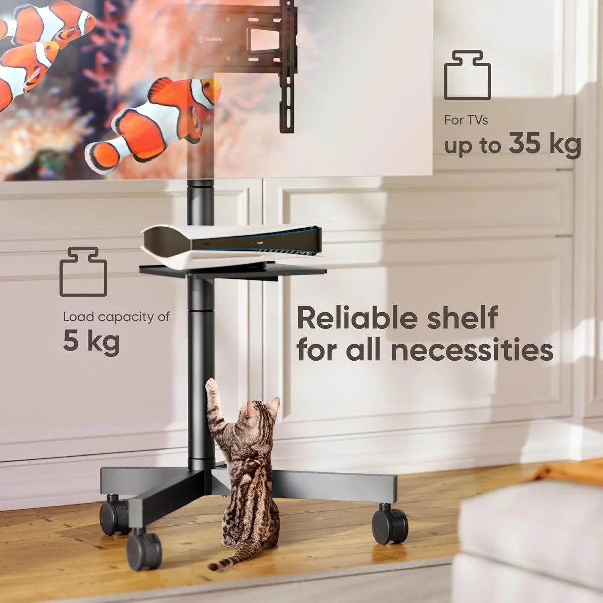 Mobile TV Stand on Wheels for 26 - 55 Screen - Image 3
