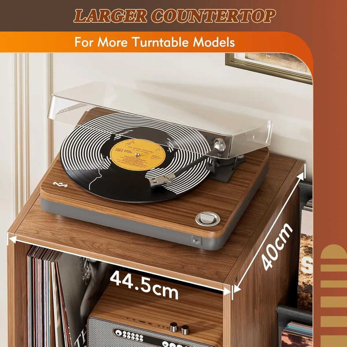 Record Player Stand with Vinyl Storage – Turntable - Image 3