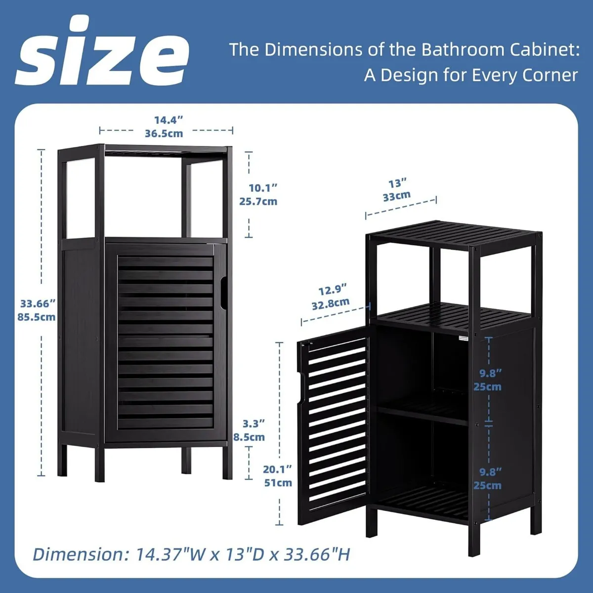 Bamboo Floor Cabinet Small Bathroom Standing 4 - Image 3