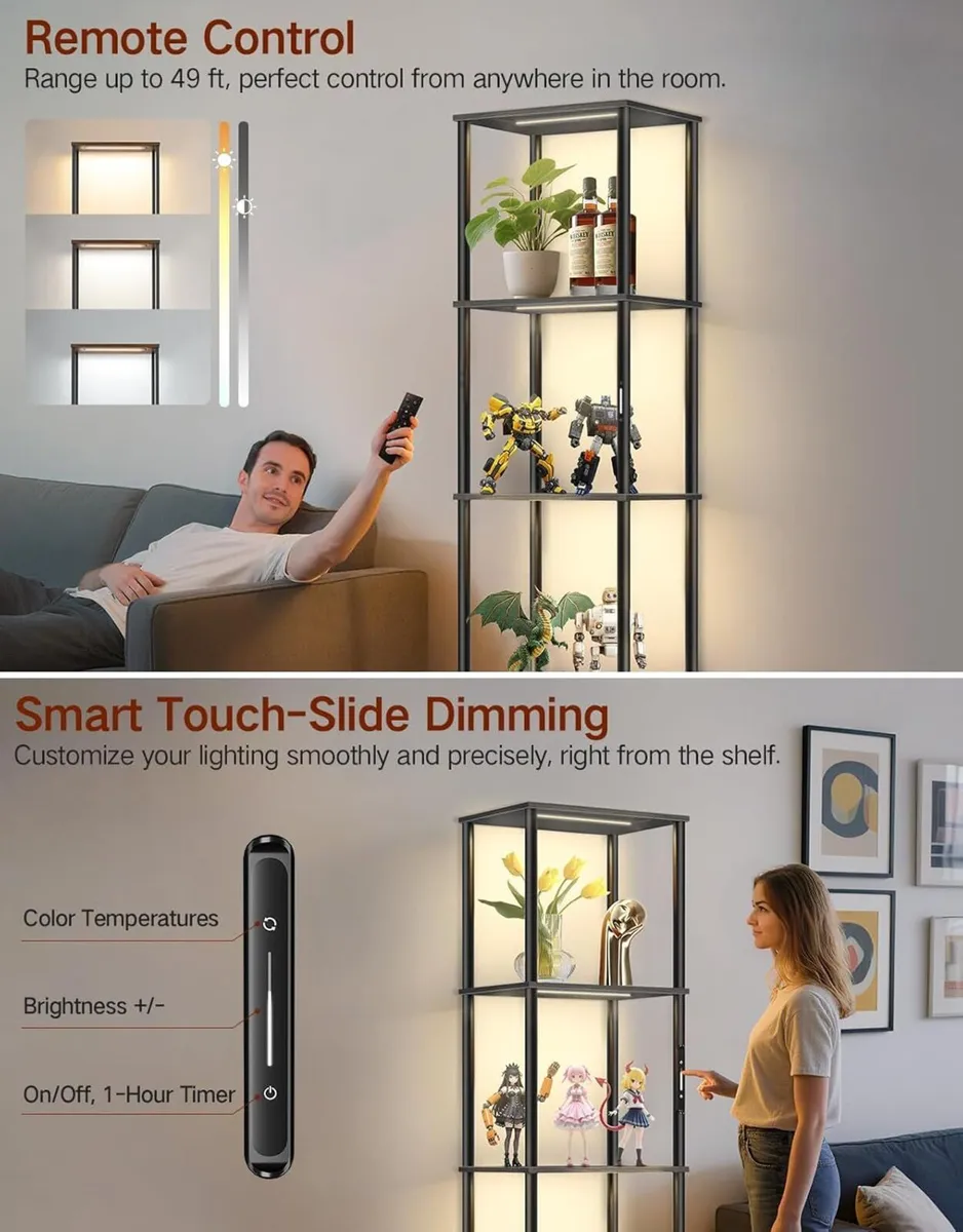 5 Tier Tall Display Shelf with LED Lights Touch - Image 4