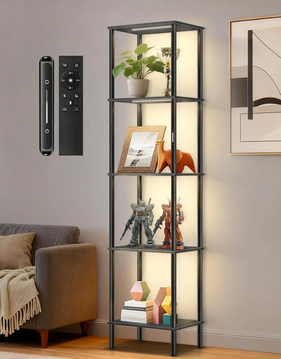 5 Tier Tall Display Shelf with LED Lights Touch - Image 1