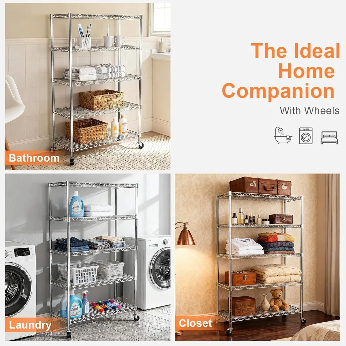 5-Tier Heavy Duty Wire Shelving Unit Adjustable - Image 4