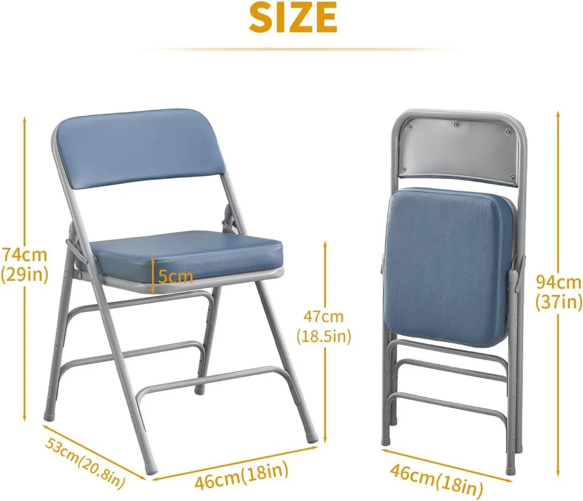 Blue Folding Chair Padded Foldable with Thick - Image 3