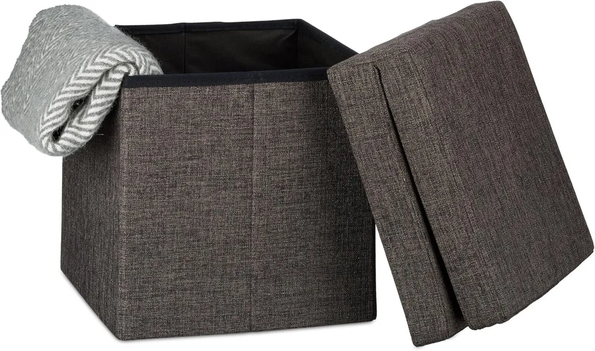 Folding Storage Ottoman w/Back Size 73 x 38 cm - Image 4