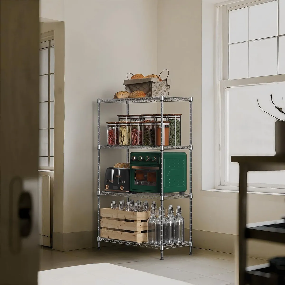 Storage Shelves 4 Tier Heavy Duty Metal Unit With - Image 2