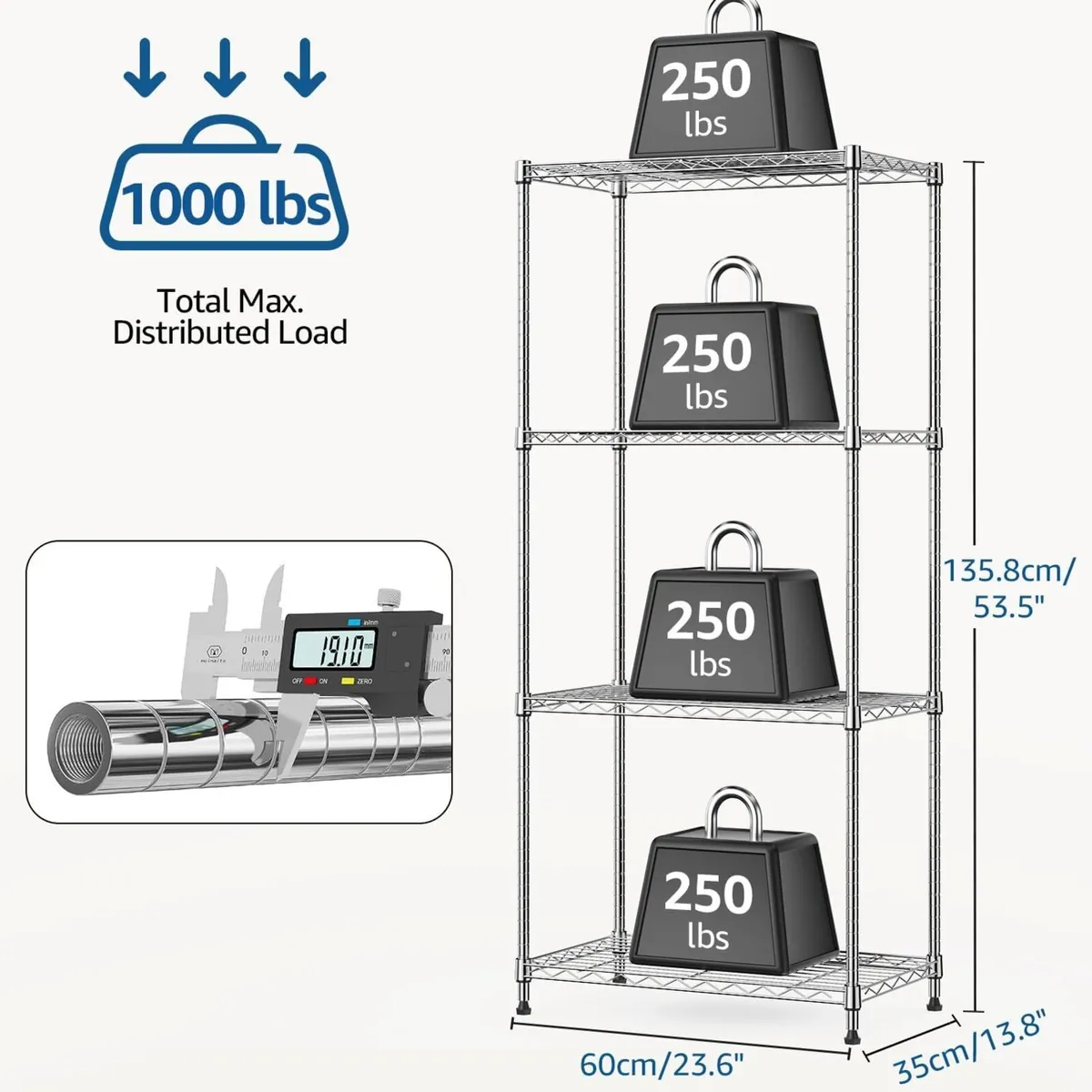 Storage Shelves 4 Tier Heavy Duty Metal Unit With - Image 3
