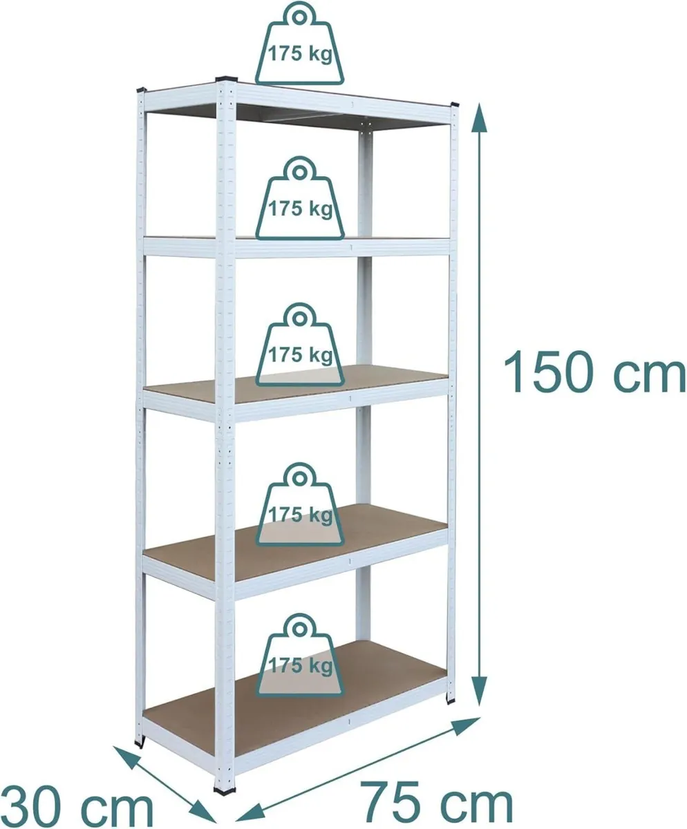 Heavy-Duty Shelving Unit 5 Shelves 150x75x35 cm - Image 3