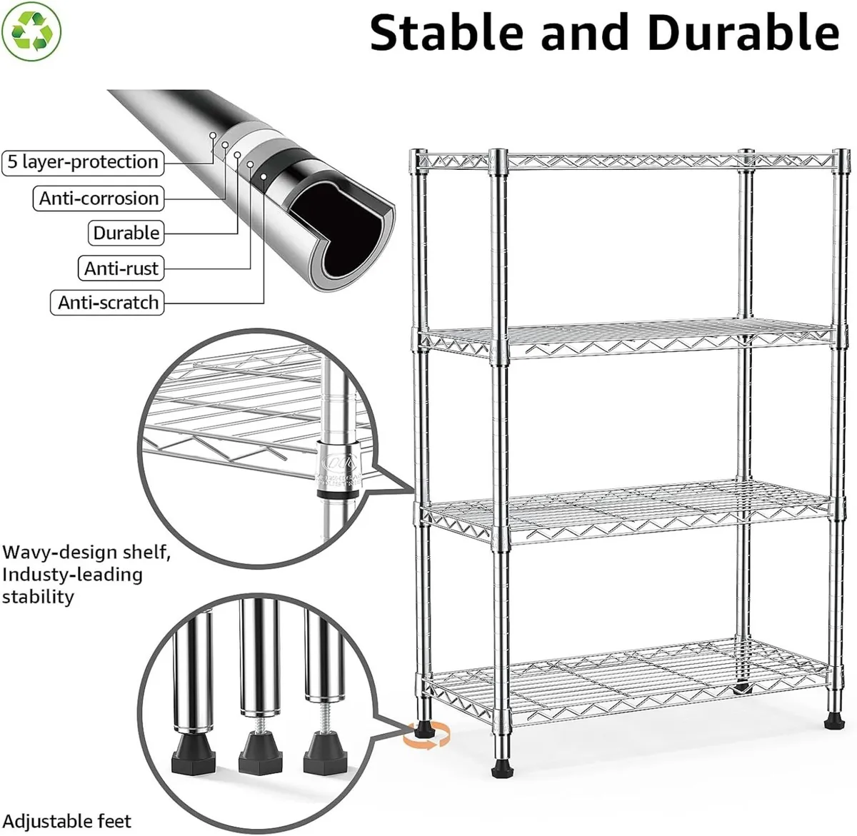 lbs Storage Shelving Steel Heavy Duty 4-Tier - Image 4