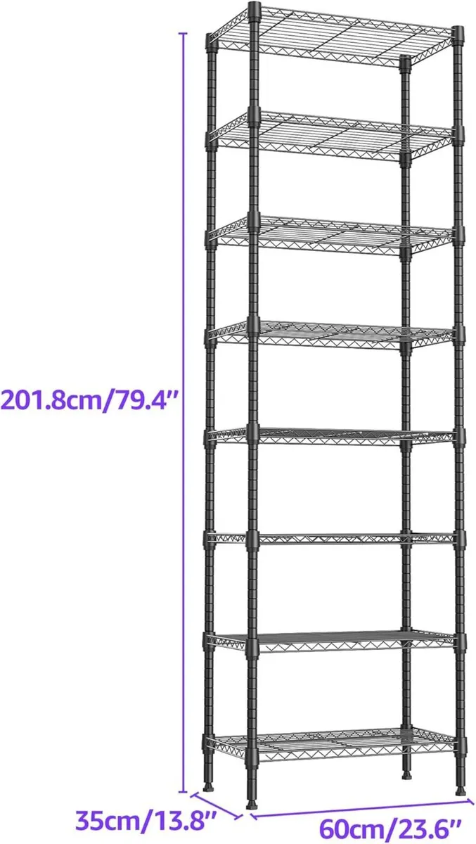 Storage Shelves 8 Tier Heavy Duty Metal Unit With - Image 3