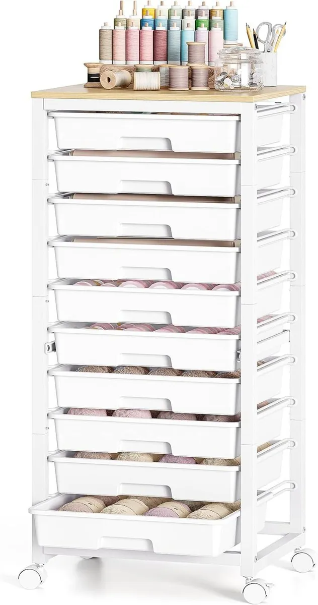 10 Drawer Storage Trolley Plastic Drawers on - Image 1