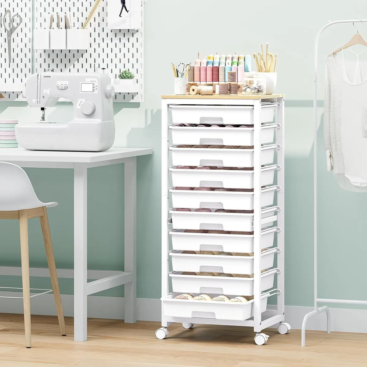 10 Drawer Storage Trolley Plastic Drawers on - Image 2