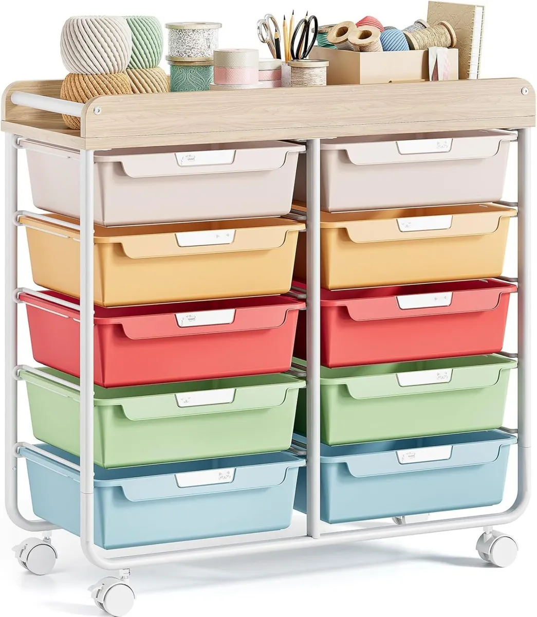 Rolling-Utility-Storage-Trolley-Cart-Craft-Organiz - Image 1
