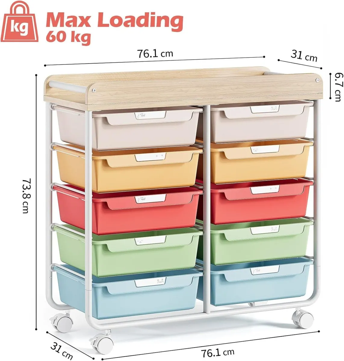 Rolling-Utility-Storage-Trolley-Cart-Craft-Organiz - Image 3