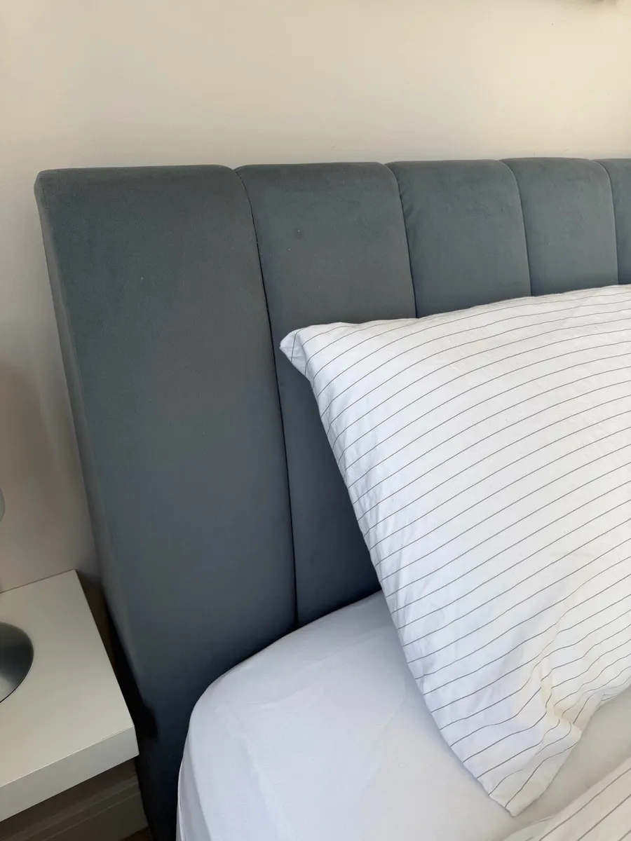 Super King Bed Frame Grey Ottoman Storage Base - Image 1