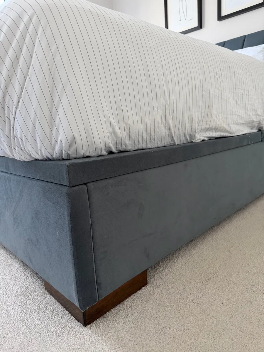 Super King Bed Frame Grey Ottoman Storage Base - Image 4