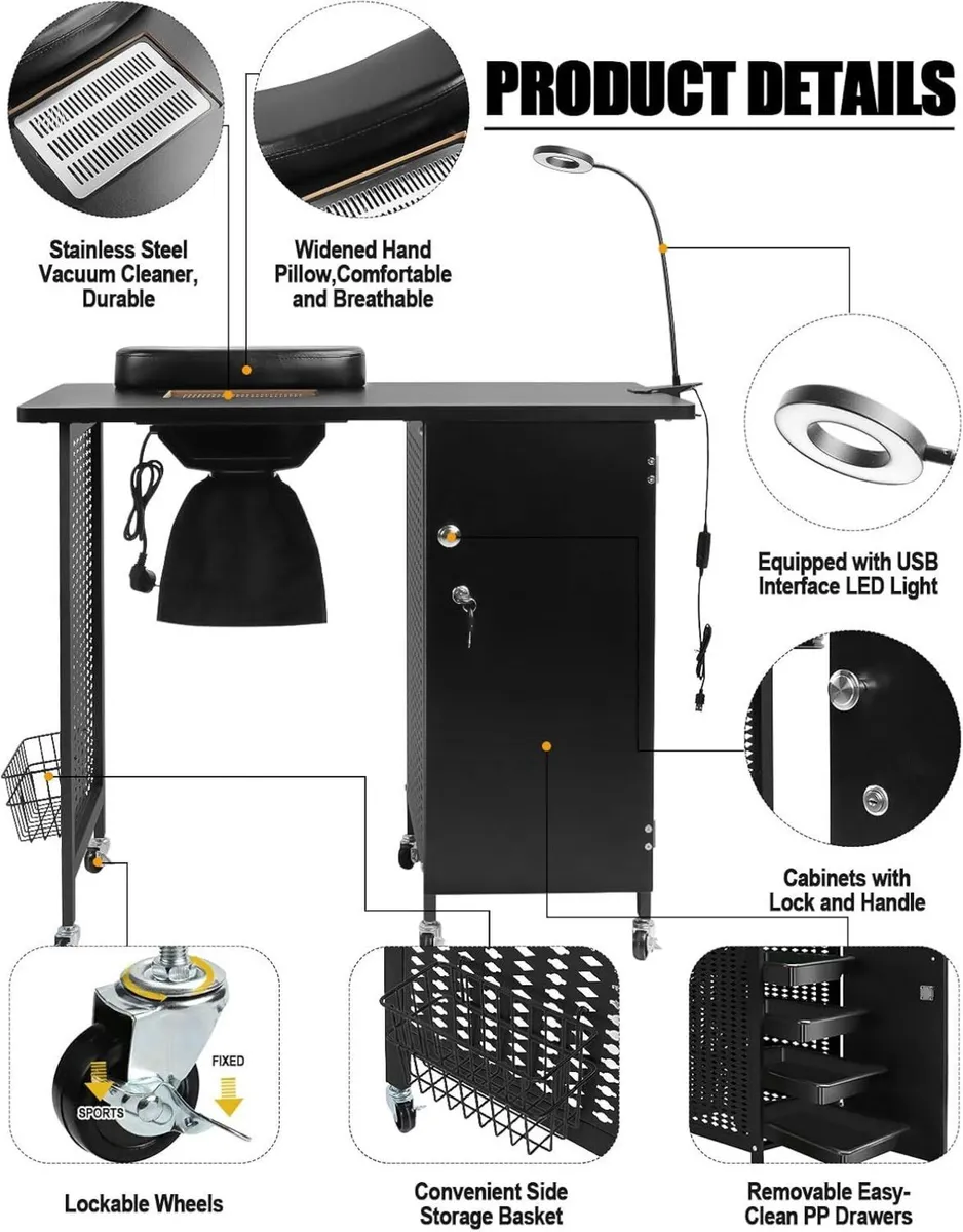 Professional Manicure Table Salon Station Mobile - Image 4