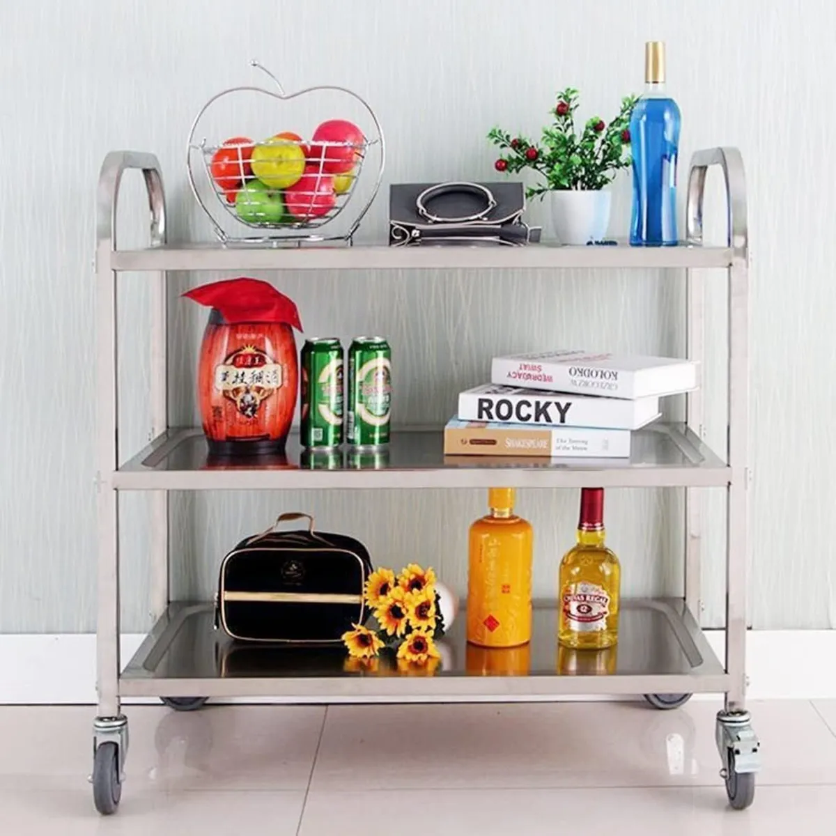 3 Tier Stainless Steel Serving Catering Trolley - Image 1