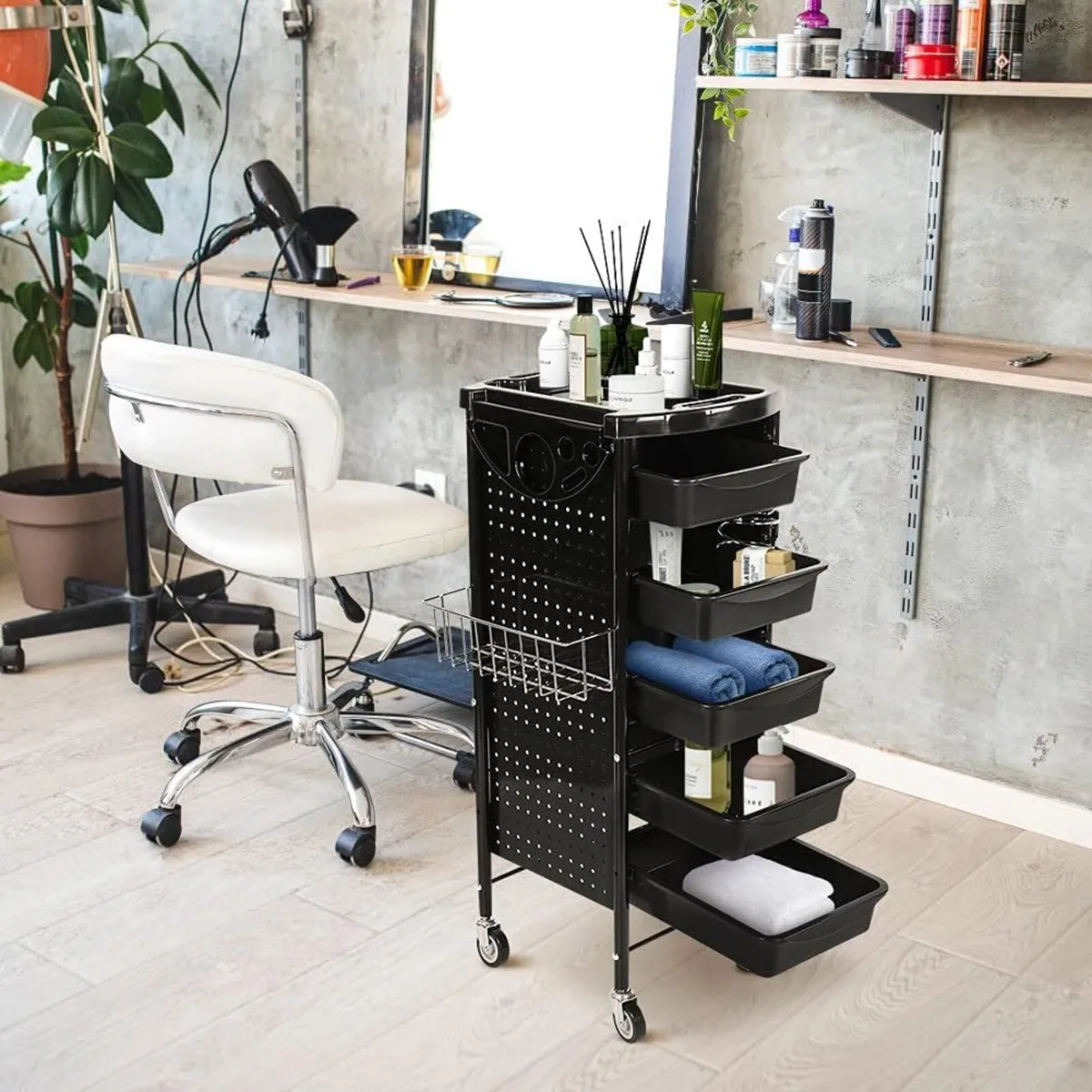 6 Tier Black Salon Hairdressing Trolley Multifunct - Image 2