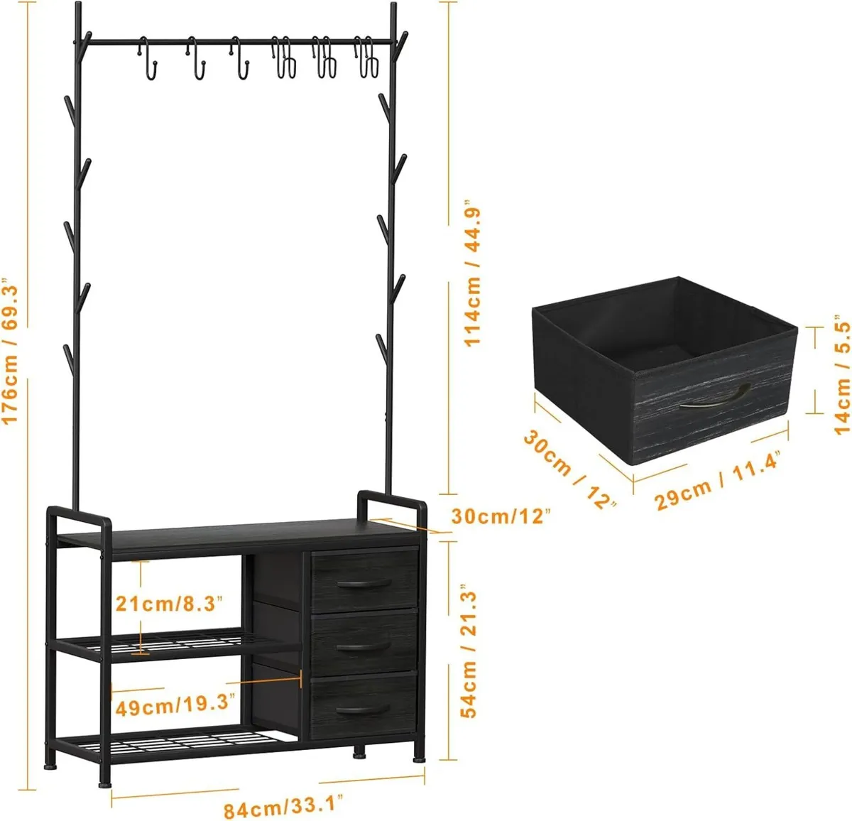 Hallway Coat Stand Industrial Rack free standing - Image 3