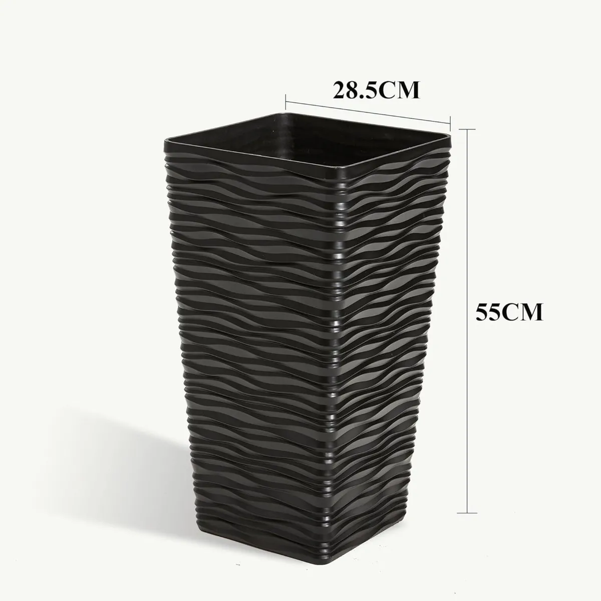 Black Tall Planter 2Pcs Plastic Square Tree 55cm - Image 3