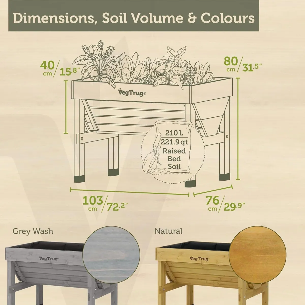 Wash Raised Bed Planter Grey Small - Image 3