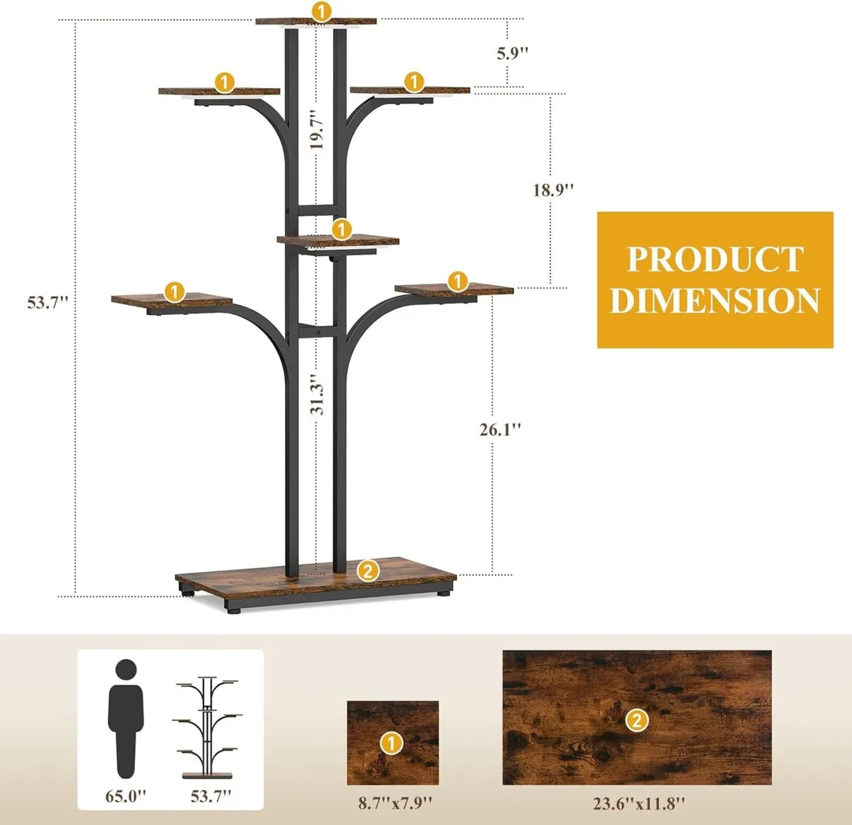 Plant Stand Indoor with Grow Lights 53.7 Tall - Image 2