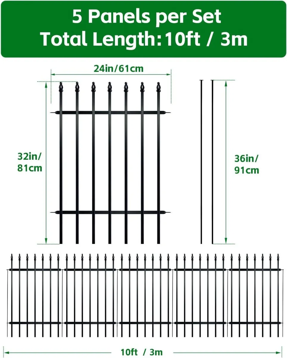 Decorative Metal Garden Fence 81cm High x 61cm - Image 2