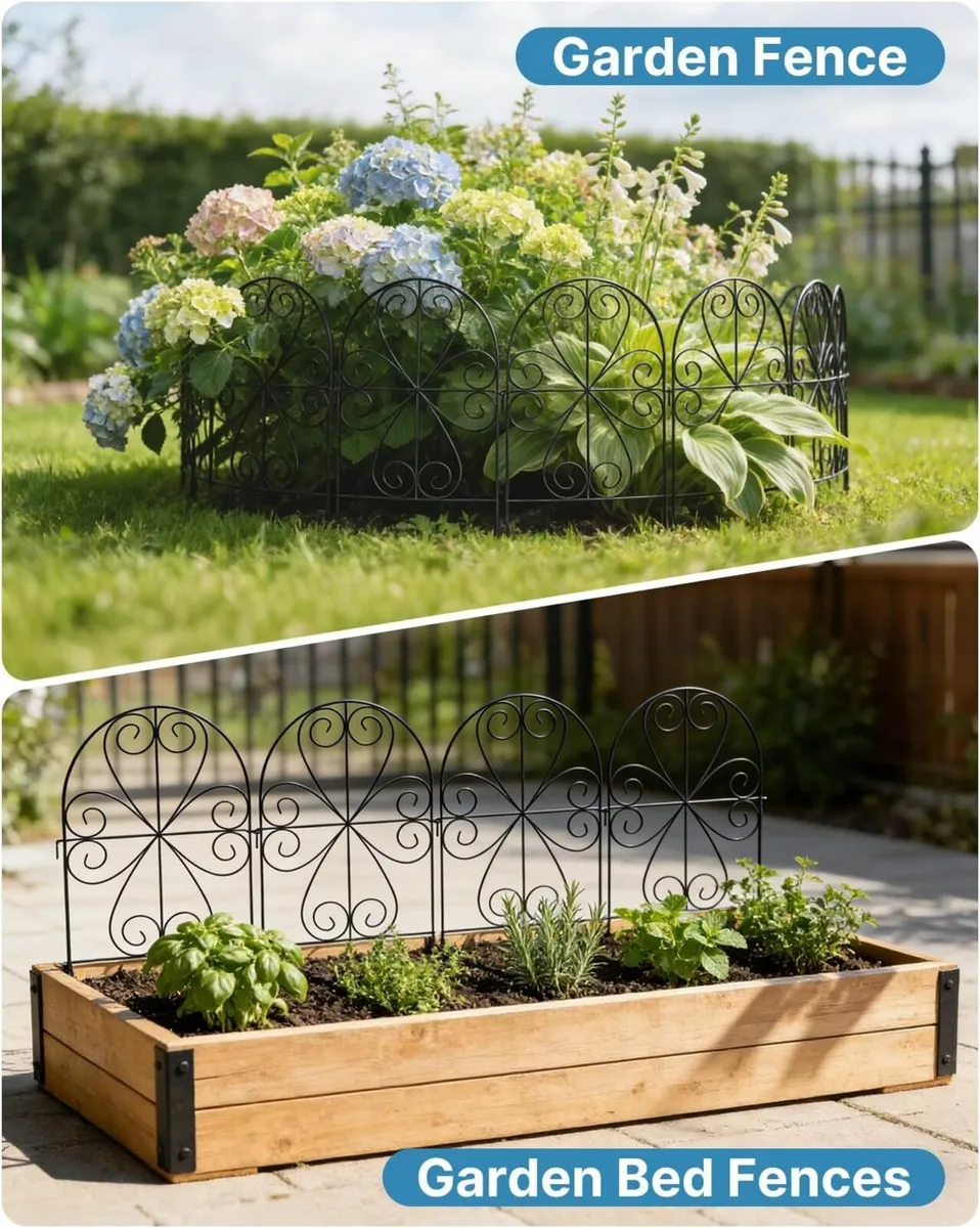 Metal Garden Fence Panels 59cm H x 32cm W Total - Image 3