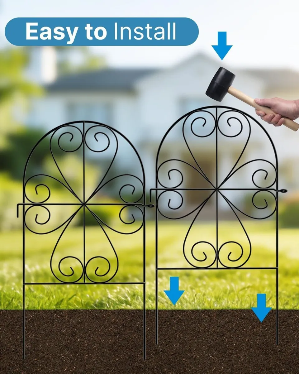 Metal Garden Fence Panels 59cm H x 32cm W Total - Image 4