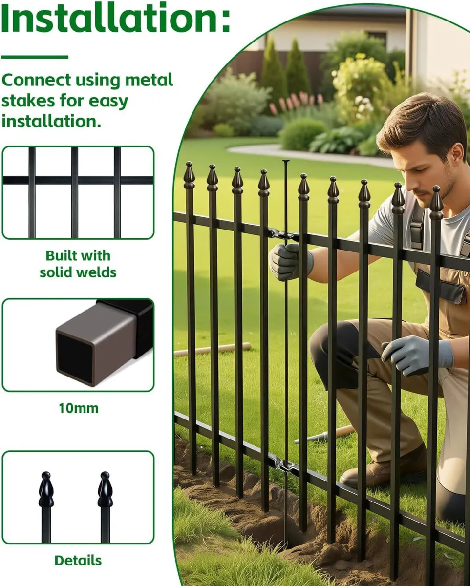 Decorative Metal Garden Fence 81cm High x 61cm - Image 3